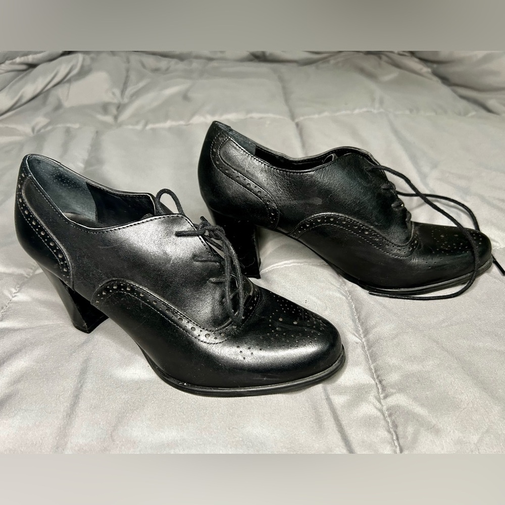 Franco Sarto Black Lace-Up Heels